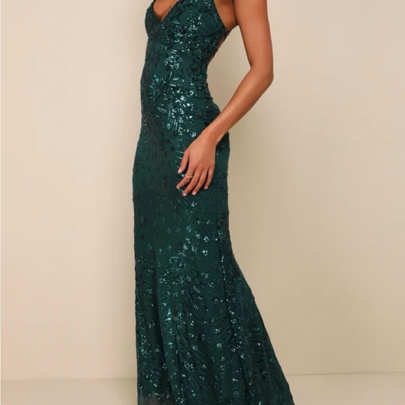 Forest Green Lace Up Maxi Dress - Picture 3 of 3